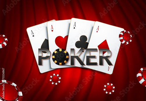 Playing cards and poker chips casino concept on dark background