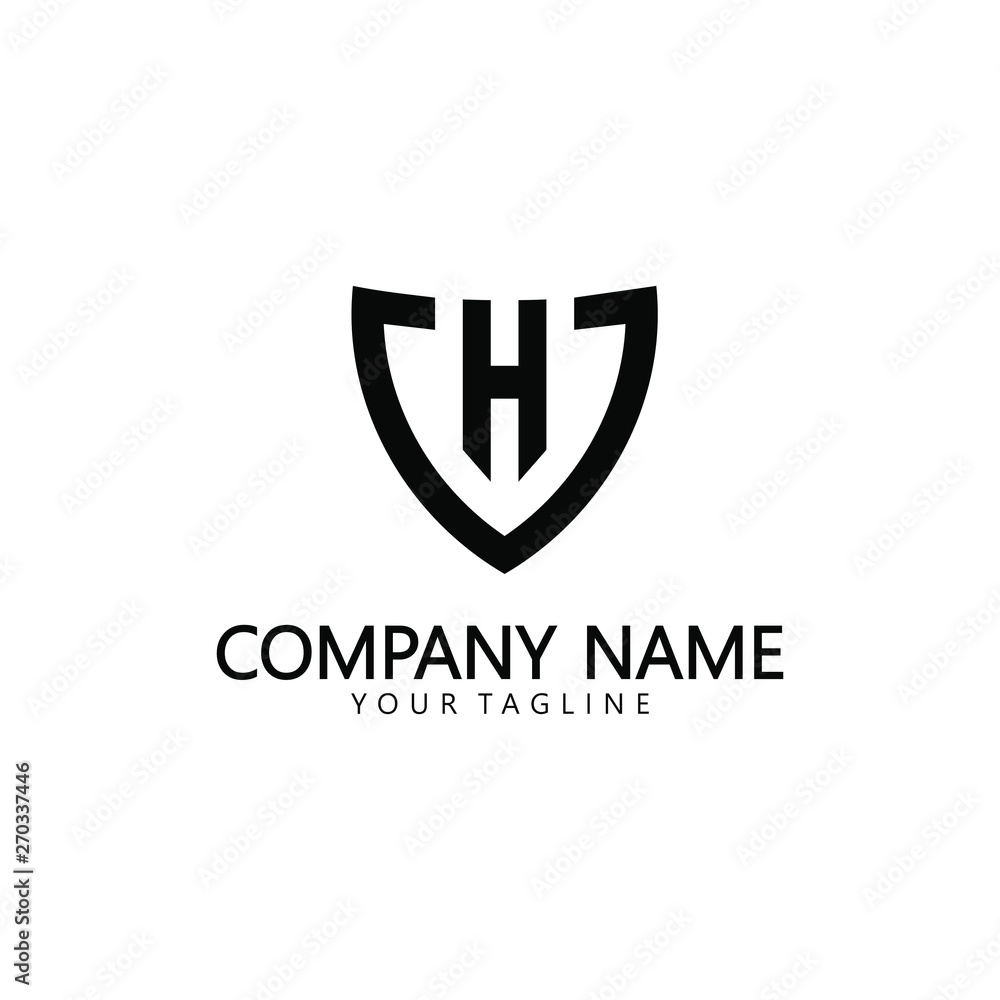 Letter H Logo with Shield Shape on Light Background Letter H Logo with Shield Shape on Light Background