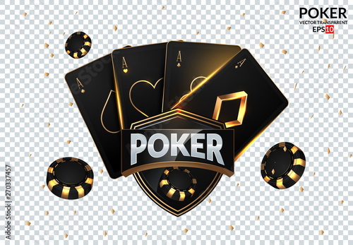 Casino design elements poker chips, playing cards and craps. Poker emblem