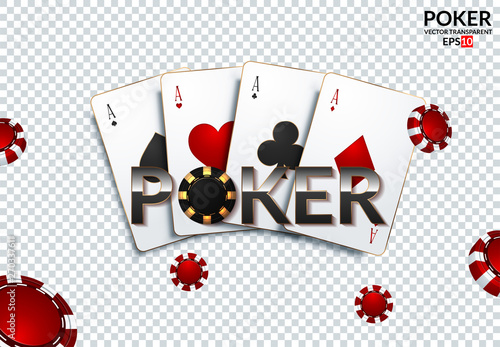 Playing cards and poker chips fly casino. Concept on transparent background. Poker casino vector illustration