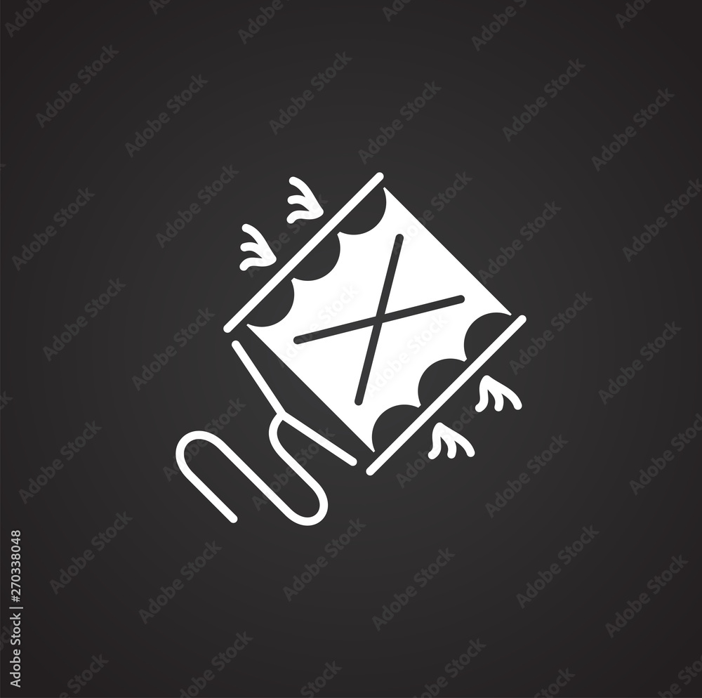 Kite icon on black background for graphic and web design. Simple vector sign. Internet concept symbol for website button or mobile app. Kite icon on black background for graphic and web design. Simple vector sign. Internet concept symbol for website button or mobile app.