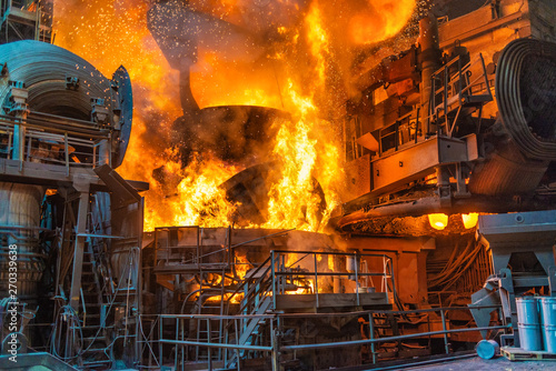 work process in metallurgical engineering at manufactory of steel plant 