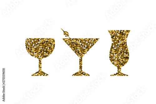 Gold abstract cocktail icons