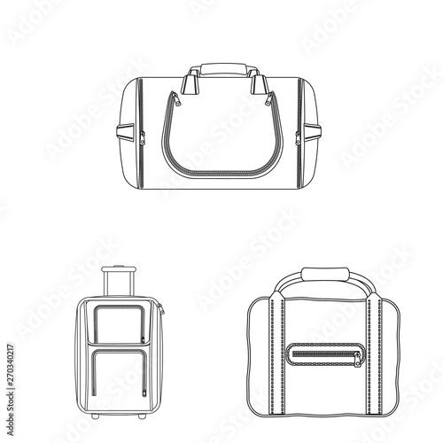 Isolated object of suitcase and baggage sign. Collection of suitcase and journey stock vector illustration.