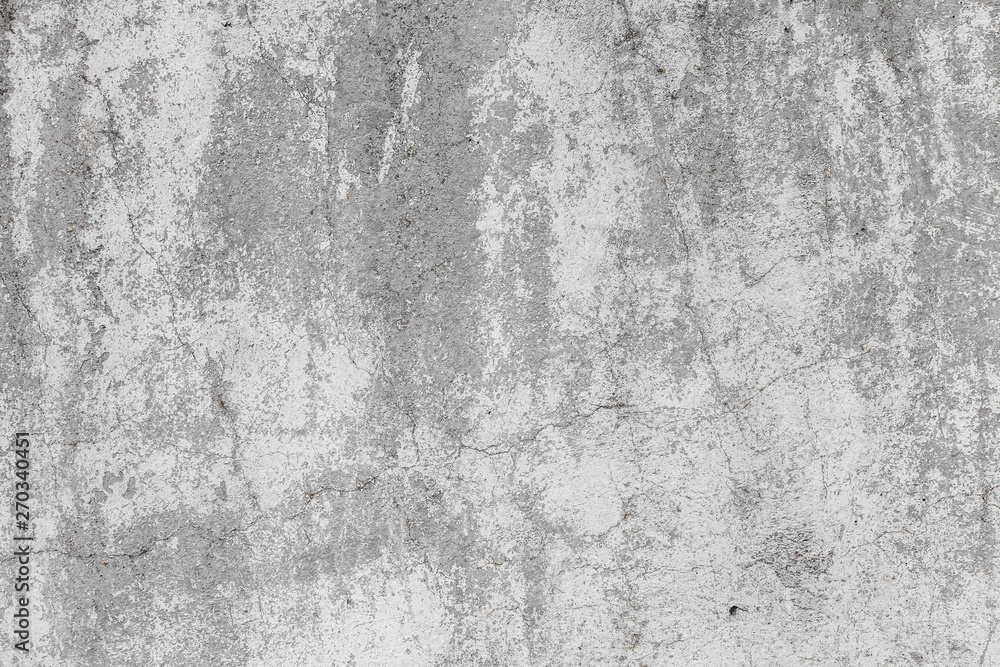 The texture of the old grey concrete wall with scratches, cracks, dust, crevices, roughness, stucco. Can be used as a poster or background for design - obrazy, fototapety, plakaty 