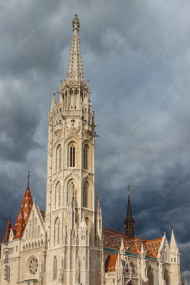 Obraz premium Gothic architecture. Matthias Church, Budapest. Hungary. Church of Our Lady