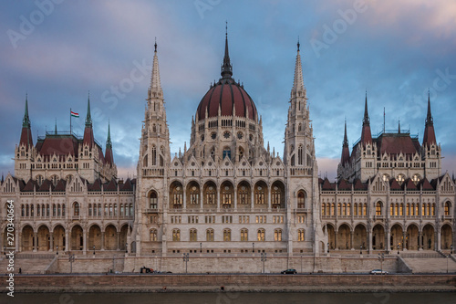 The building of the Hungarian Parliament in Budapest at the river Danube