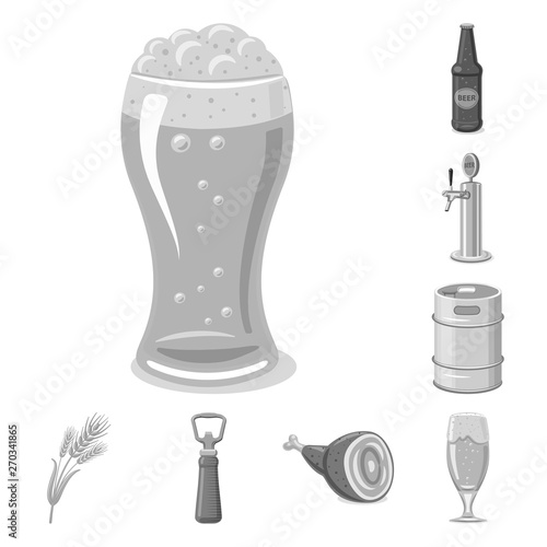 Vector design of pub and bar sign. Set of pub and interior stock vector illustration.