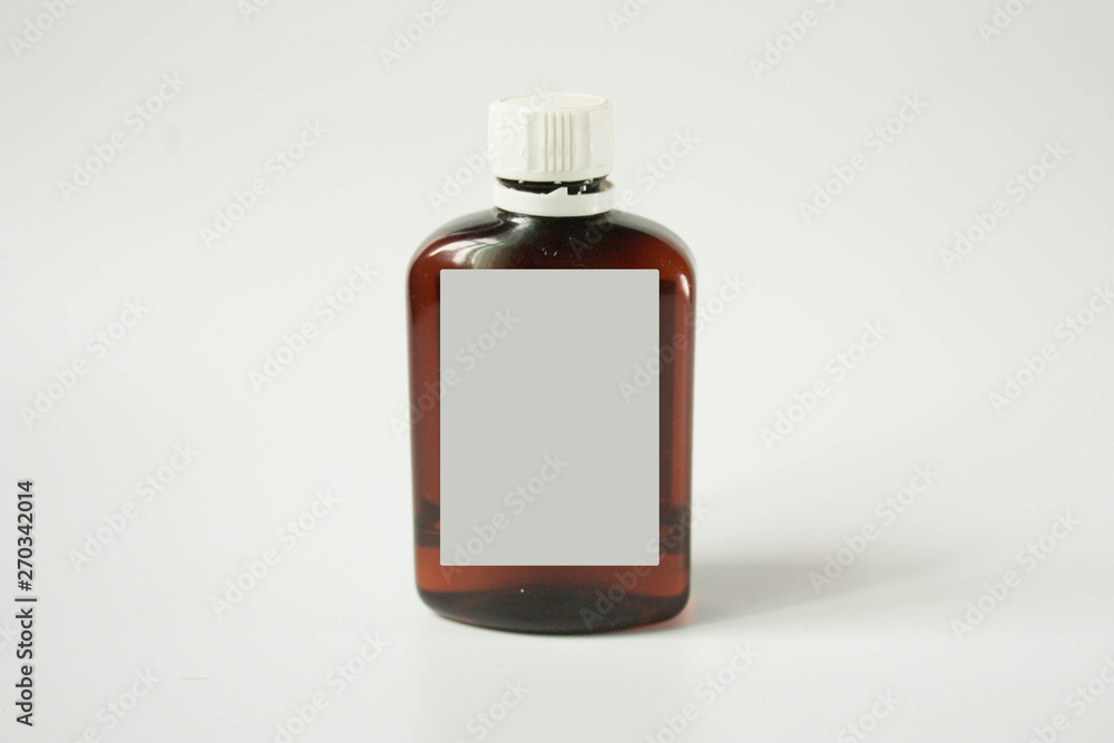 dark flat bottle on white with copyspace