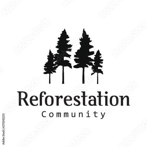 Pine tree logo design for environment and outdoor