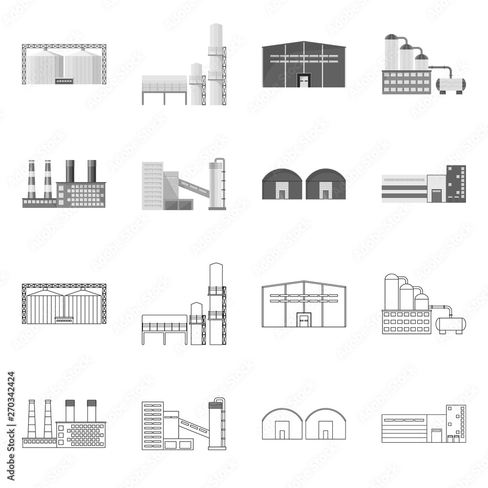 Vector design of production and structure symbol. Set of production and technology stock symbol for web.