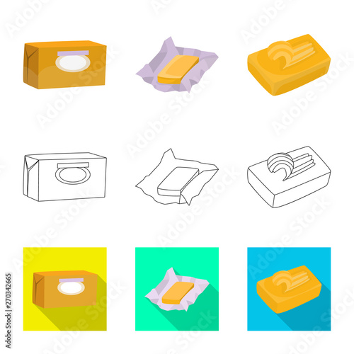 Vector illustration of creamy and product icon. Set of creamy and farm stock symbol for web.