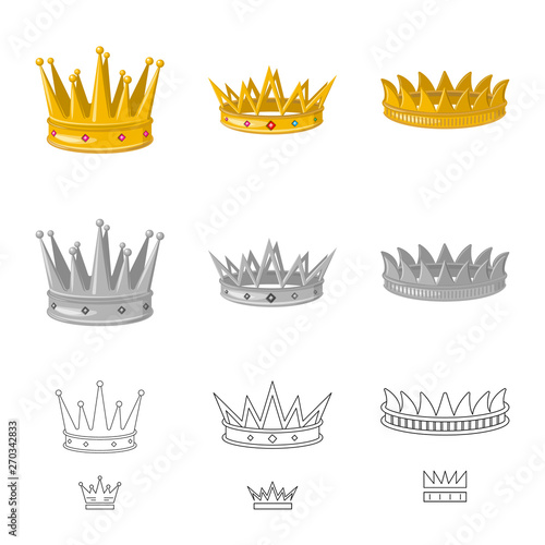 Vector design of medieval and nobility sign. Collection of medieval and monarchy stock symbol for web.