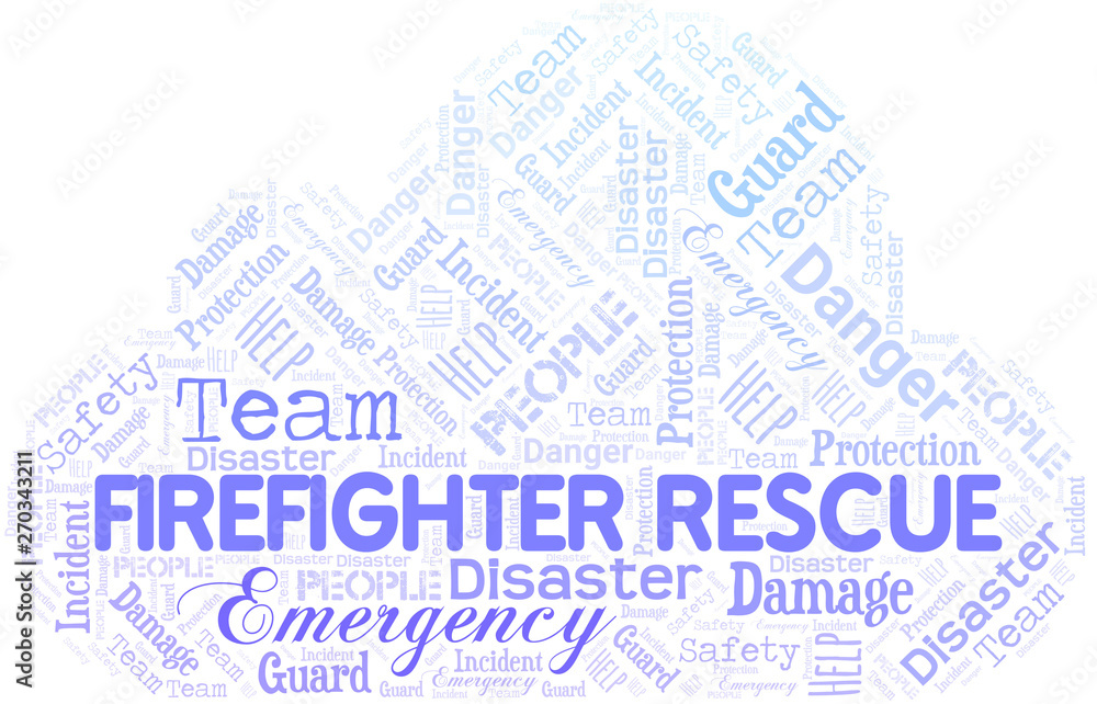 Obraz premium Firefighter Rescue Word Cloud. Wordcloud Made With Text.