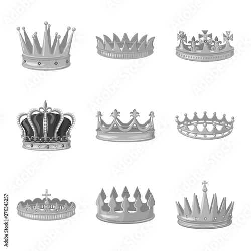 Vector illustration of jewel and vip sign. Set of jewel and nobility vector icon for stock.
