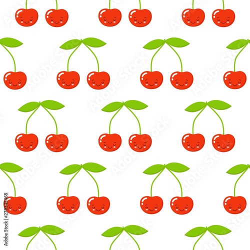 Seamless pattern with abstract smiling cherries. Wrapping paper, scrapbook paper, bedding pattern ilustration.