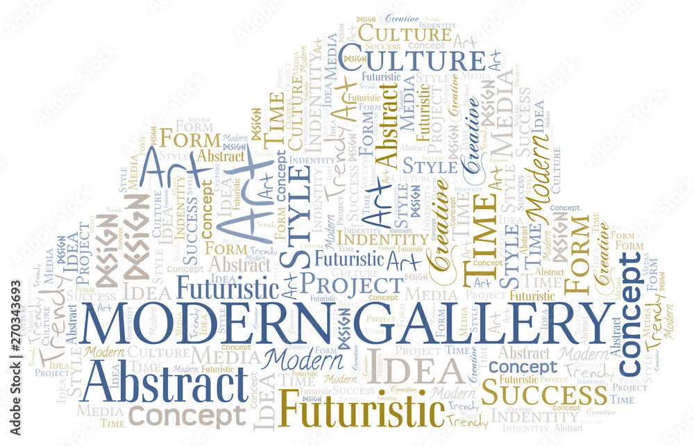 Obraz premium Modern Gallery word cloud. Wordcloud made with text only.