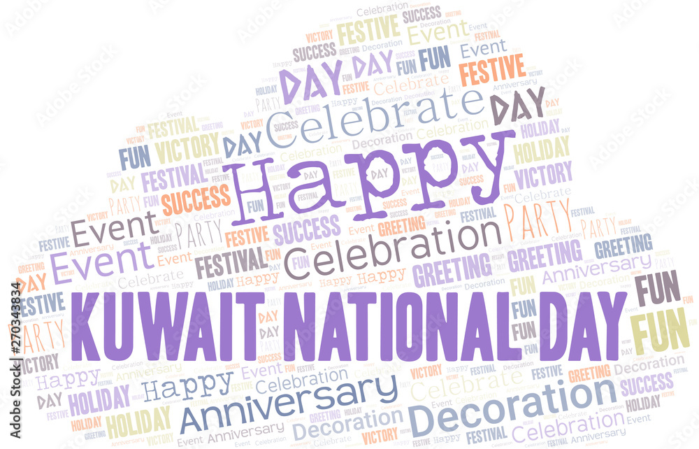 Kuwait National Day Word Cloud. Wordcloud Made With Text.