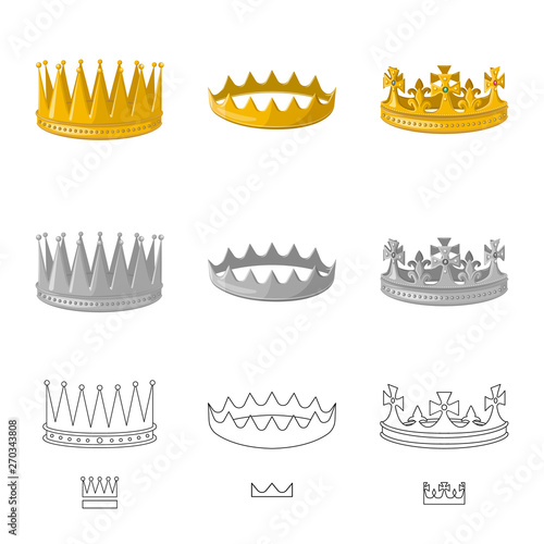 Vector illustration of medieval and nobility logo. Set of medieval and monarchy vector icon for stock.