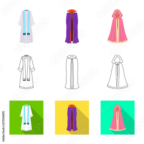 Vector design of material and clothing sign. Collection of material and garment stock symbol for web. © Svitlana