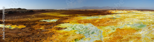 Acid ponds in Dallol site in the Danakil Depression in Ethiopia, Africa
