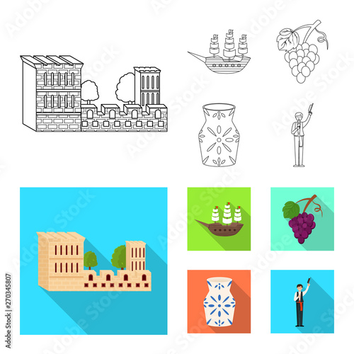 Vector design of  and historic sign. Set of  and country vector icon for stock.