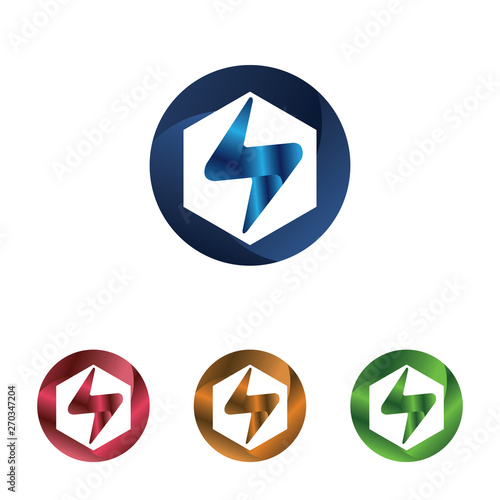 logo circle flash modern metal