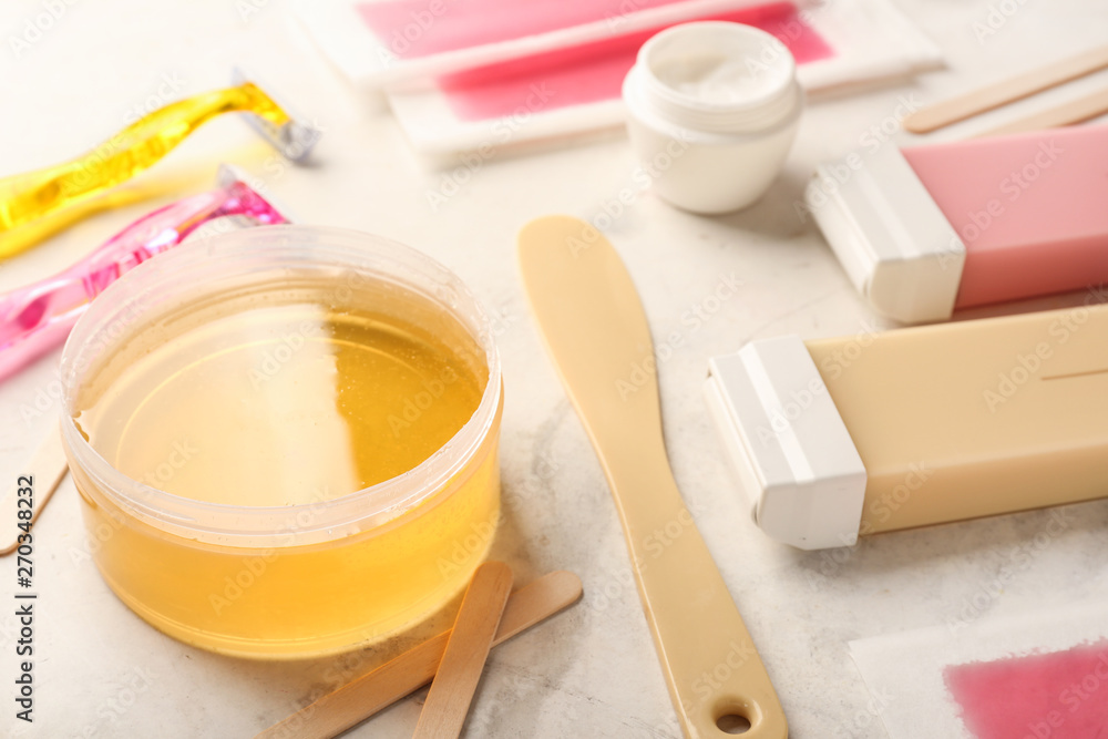 Set for hair removal on table