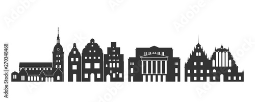 Latvia logo. Isolated Latvian architecture on white background