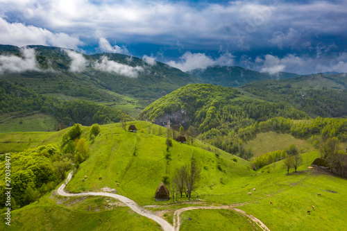 Green meadows of Transylvania in the spring. © erika8213