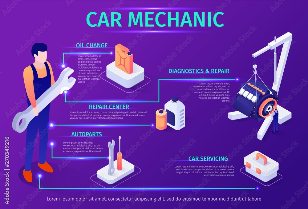 Banner with Infographic Icons for Car Service Banner with Infographic Icons for Car Service