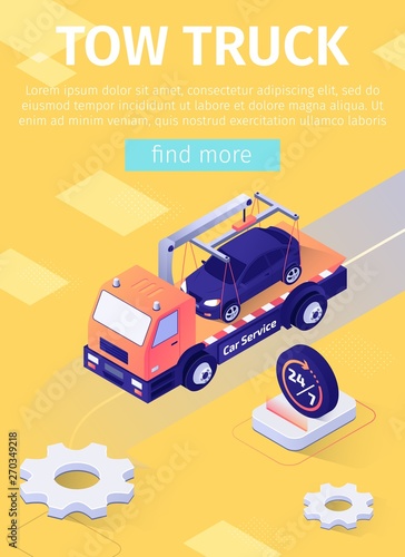 Poster with Fulltime Tow Truck Assistance Offer