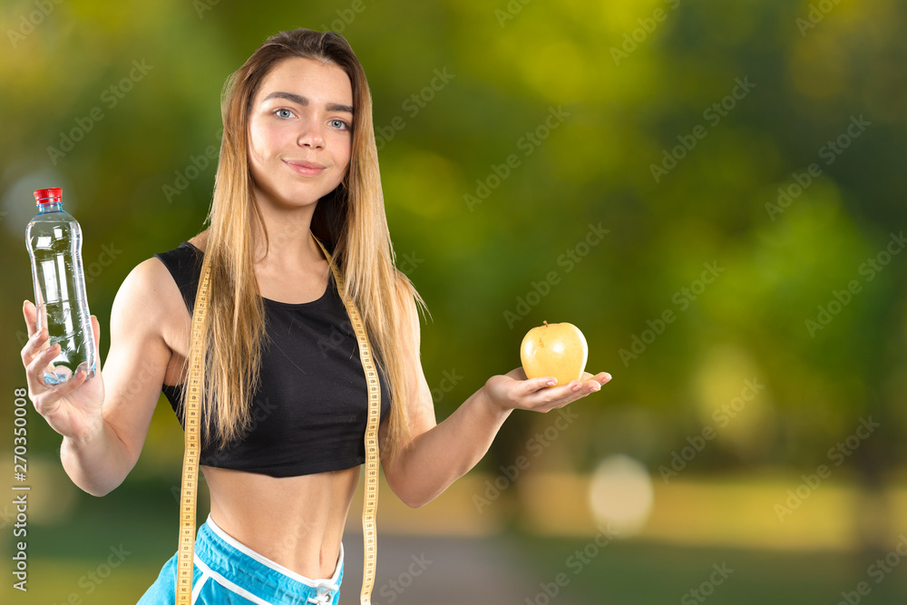 Woman measuring perfect shape of beautiful thigh, healthy lifestyles concept Woman measuring perfect shape of beautiful thigh, healthy lifestyles concept