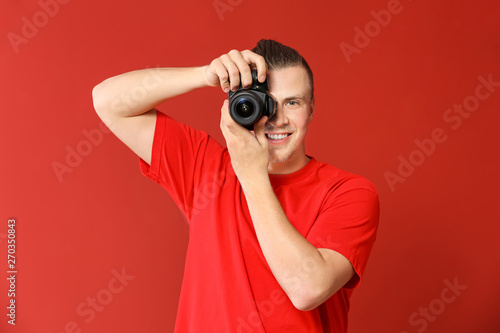 Handsome young man with pho...