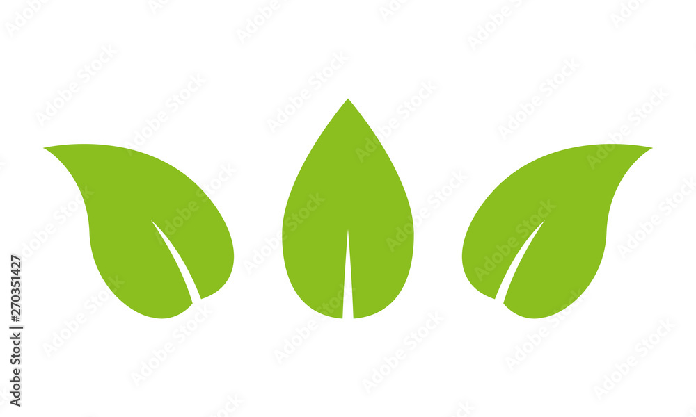 Green leaf icon set. Leaves silhouette. Eco, organic, bio symbol. Vector illustration. Green leaf icon set. Leaves silhouette. Eco, organic, bio symbol. Vector illustration.