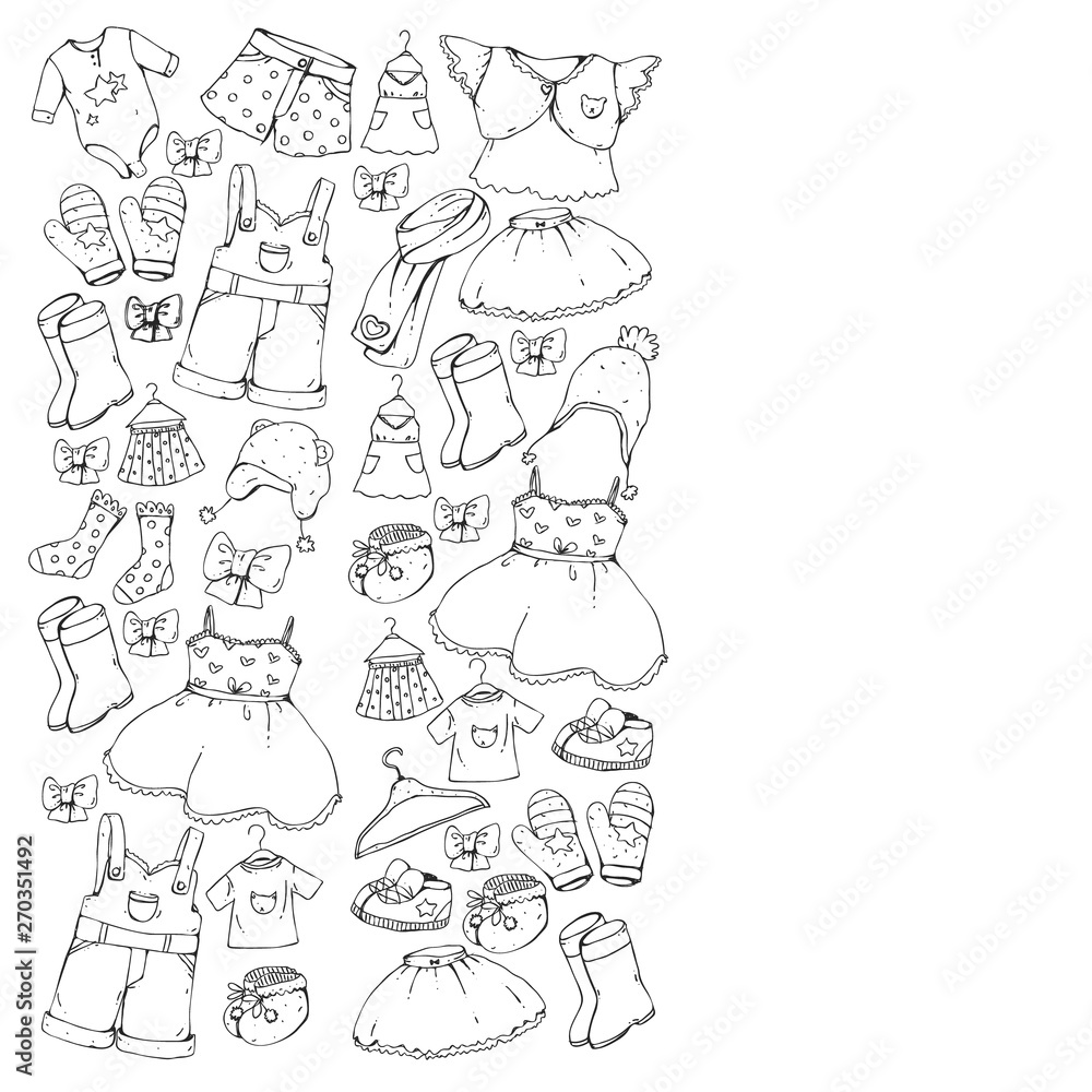 Children clothes. Background for babies, kids patterns.