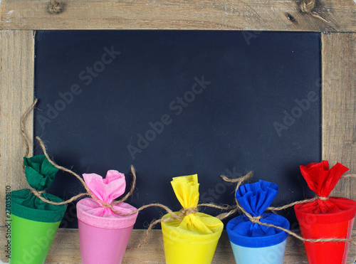 Zuckertüten mit Kreidetafel photo