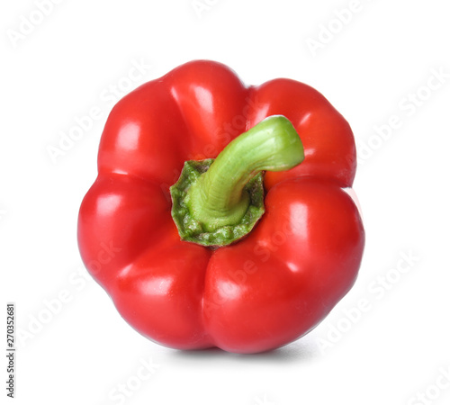 Ripe red pepper on white background