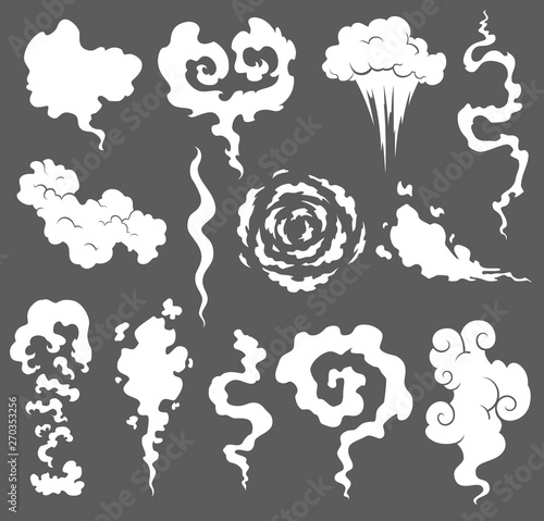 Bad smell. Smoke clouds. Steam smoke clouds of cigarettes or expired old food vector cooking cartoon icons. Illustration of smell vapor, cloud aroma.