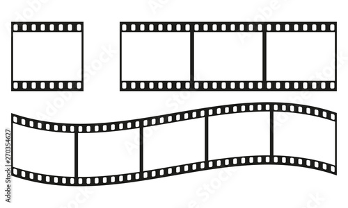 Film strip frame or border set. Photo, cinema or movie negative. Vector illustration.