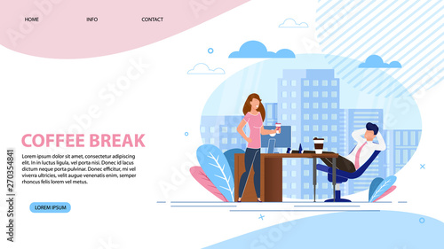 Vector Illustration Coffee Break Landing Page.
