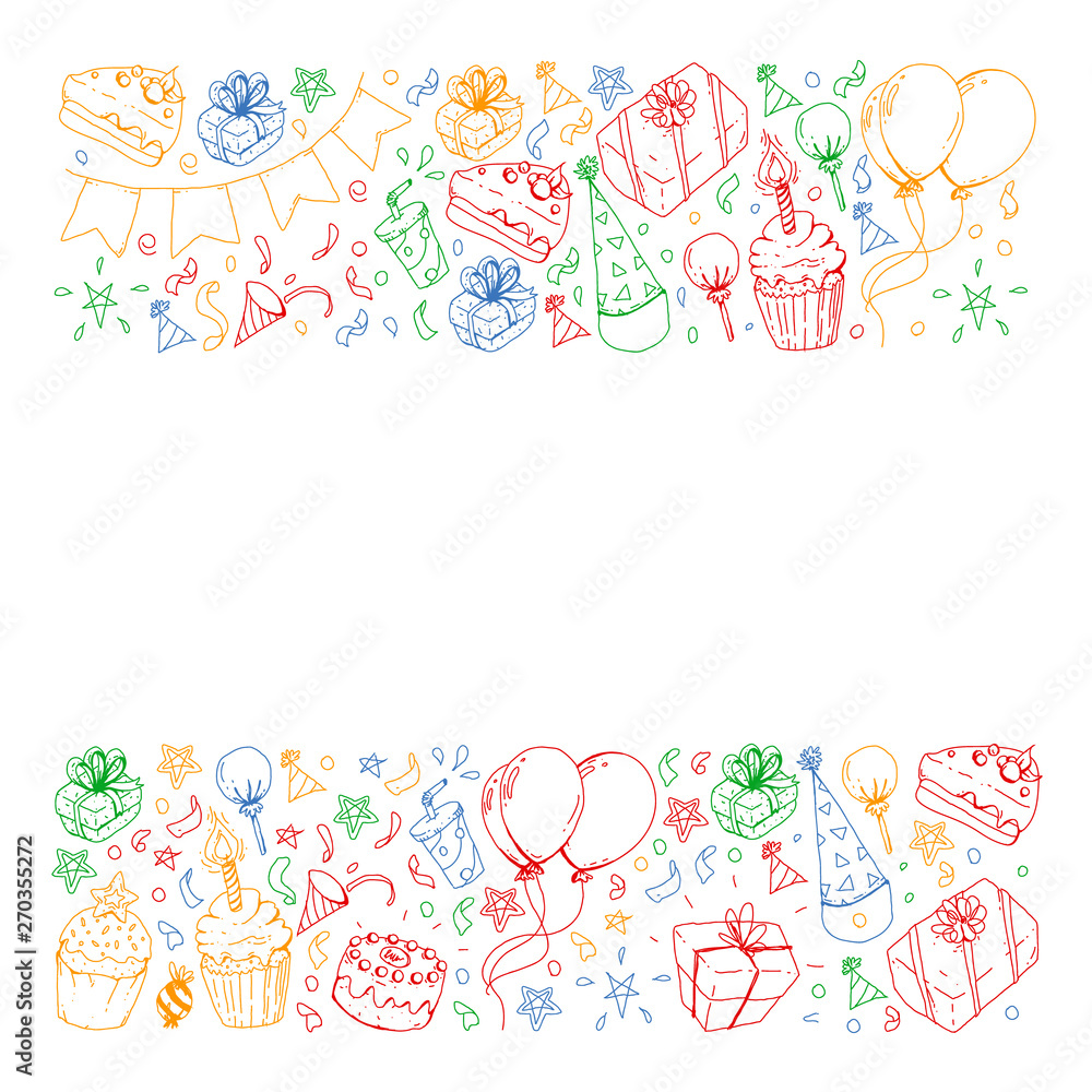 Birthday party. Pattern for invitations, banners, templates. Birthday party. Pattern for invitations, banners, templates.