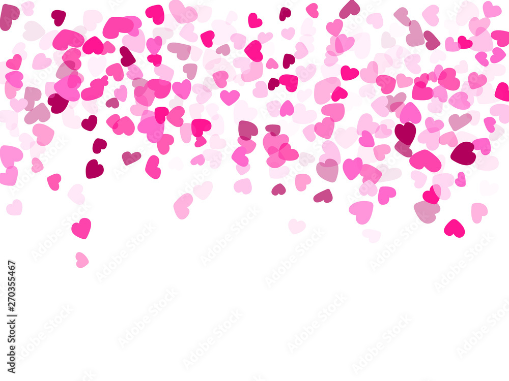 Hearts confetti flying vector background graphic design.