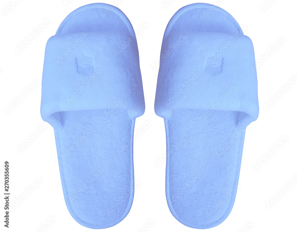 Light blue home slipper isolated on white background. Light blue home slipper isolated on white background.