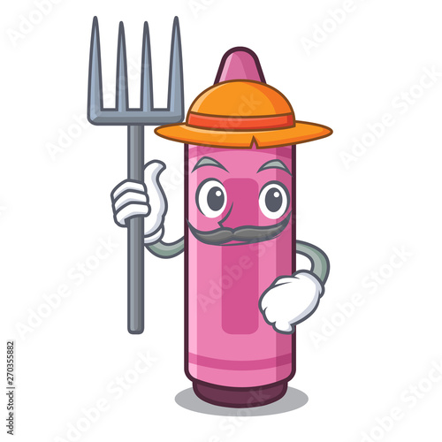 Farmer pink crayon isolated in the mascot