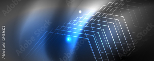 Shiny neon techno template. Neon lines background, 80s style laser rays