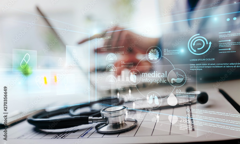 Man doctor with stethoscope and laptop Man doctor with stethoscope and laptop