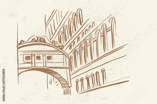 Vector sketch of bridge of sighs ( ponte dei sospiri). Venice. Italy.
