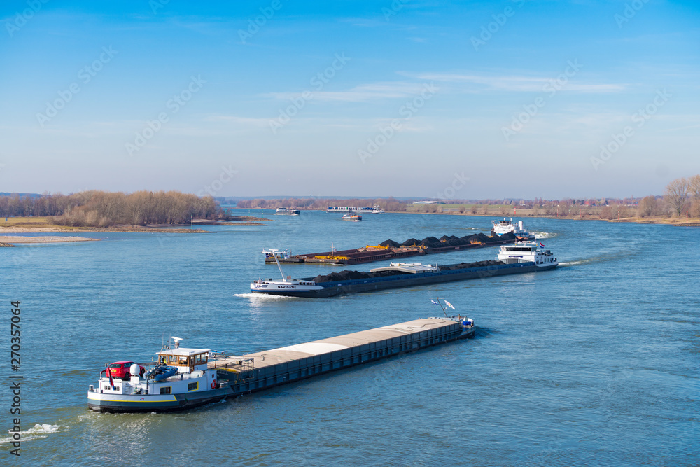 industrial ships on the Rhine river