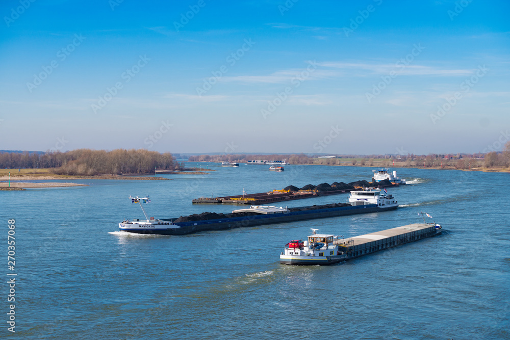 industrial ships on the Rhine river